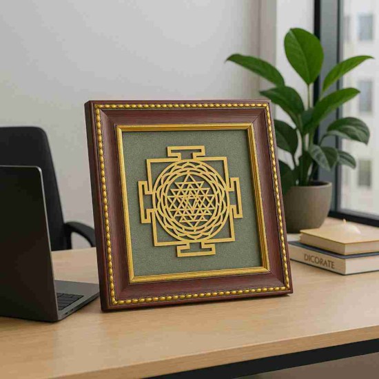 Shree Yantra on Raw Pyrite Frame